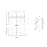Technical drawing with dimensions of a rectangular object from front, side, and top views.