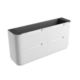 White rectangular planter with black top on a white background