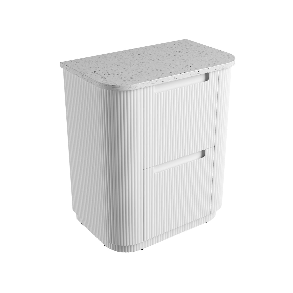 White rectangular storage bin with textured lid on a white background