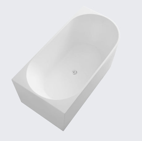 White freestanding bathtub on a light gray background