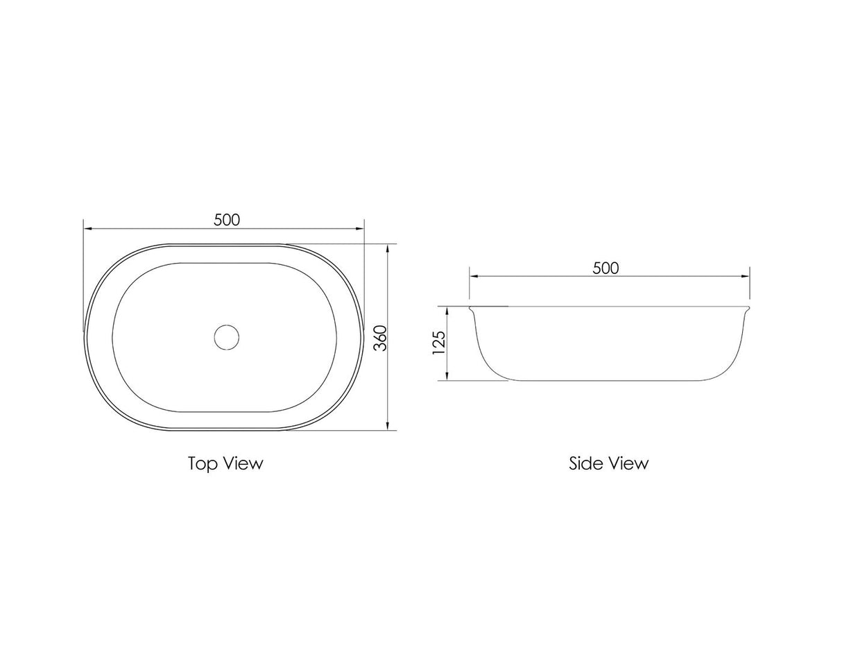 Bronte Oval 500x350x130 Basin