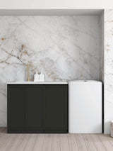 Hampshire Black Base Laundry Cabinet with Stone Top and Sink 1060x600x900