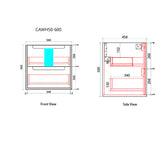 Technical drawing of a product with dimensions labeled on a white background