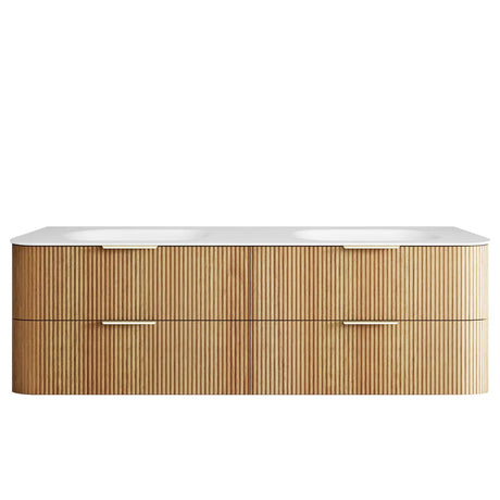 Wooden cabinet with white countertop on a white background