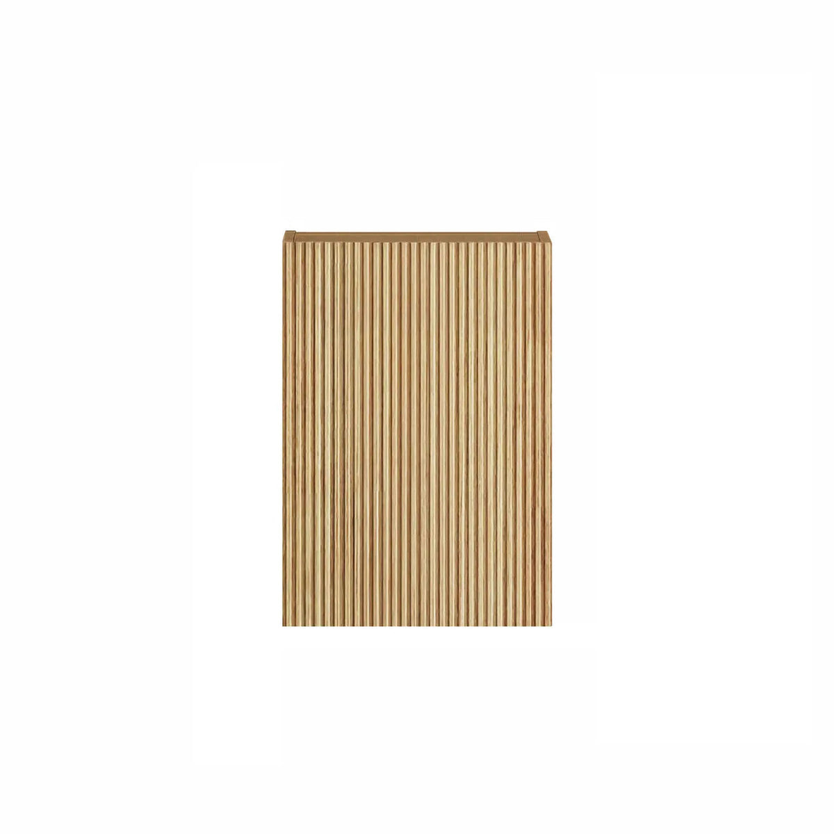 Rectangular wooden fluted cabinet on a white background