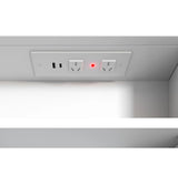 Electrical outlet panel with multiple sockets on a white background