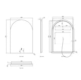 Technical drawing of a rectangular arch with dimensions labeled