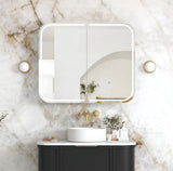 LED Newport 900x750mm Black Oak Shaving Cabinet