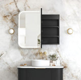 LED Newport 900x750mm Black Oak Shaving Cabinet