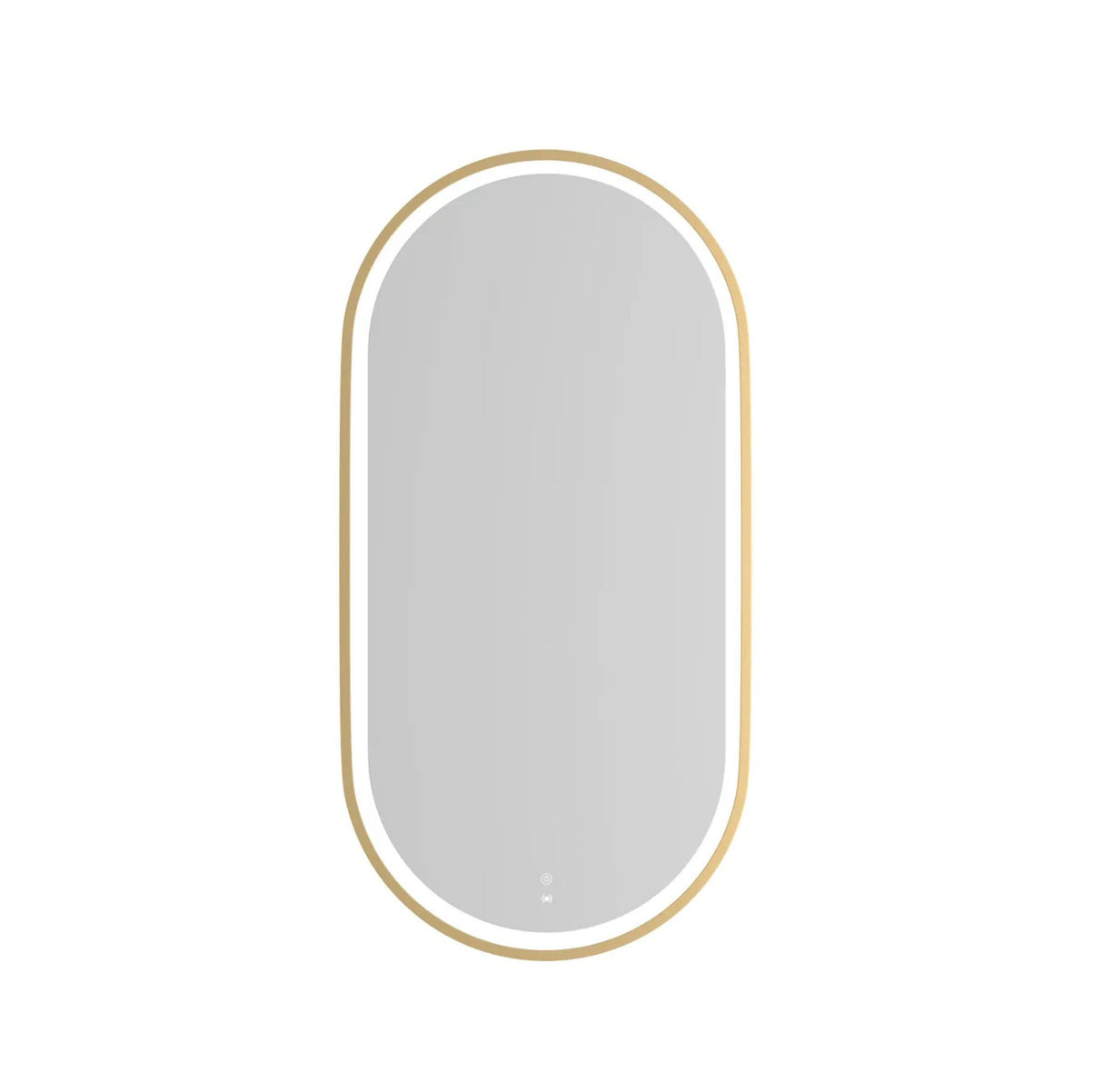 Mirror with a gold frame on a white background