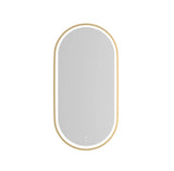 Mirror with a gold frame on a white background
