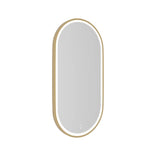 Oval mirror with gold frame on a white background