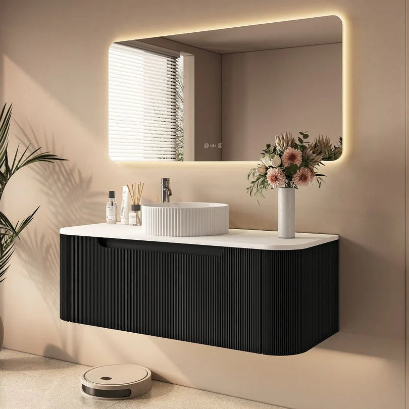 linley 1200mm black wall hung vanity side view