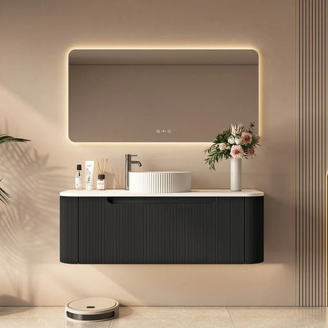 linley 1200mm black wall hung vanity front  view
