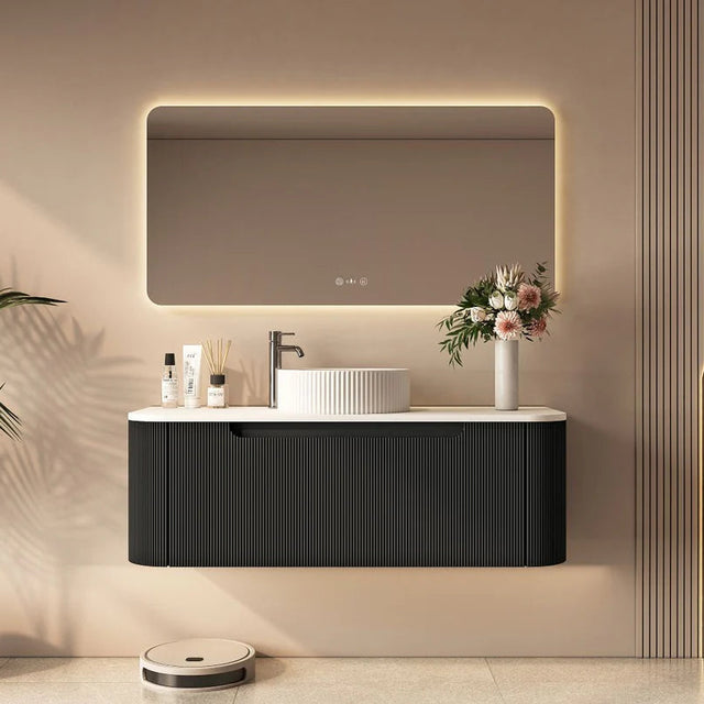 linley 1200mm black wall hung vanity front  view