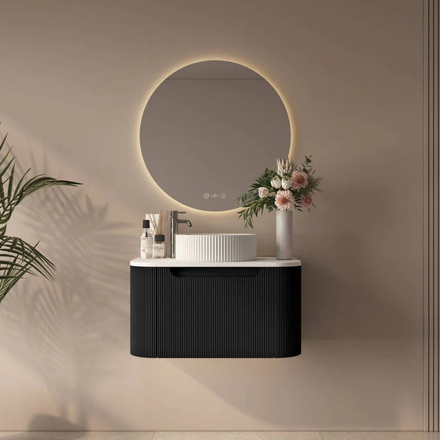 linley 750mm black wall hung vanity front view