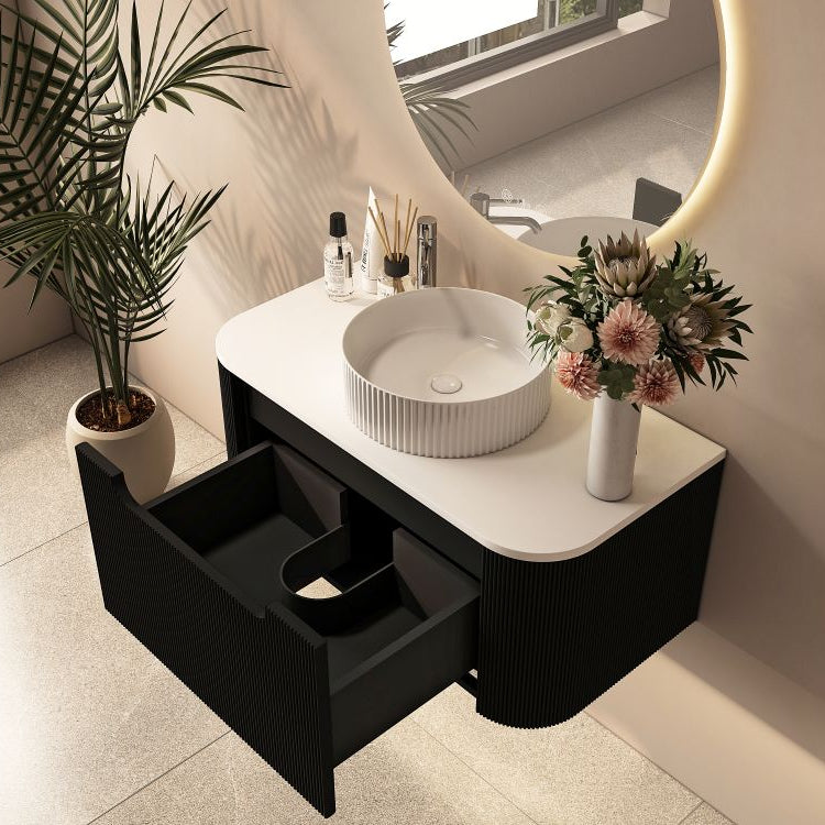 linley 900mm wall hung vanity open drawer