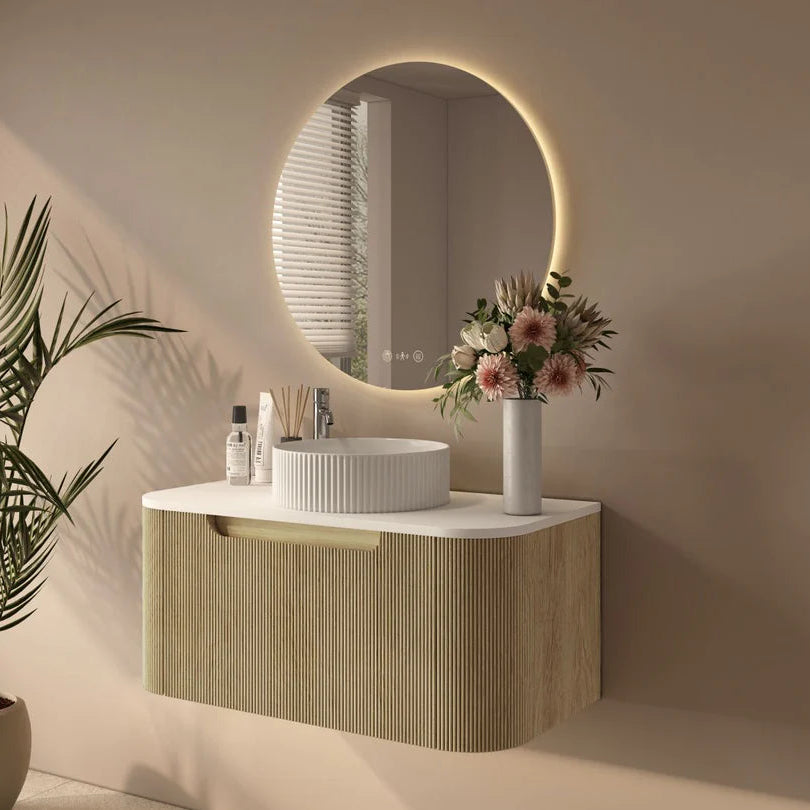 linley 900mm bur oak wall hung vanity side preview