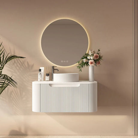 linley 900mm white wall hung vanity front view