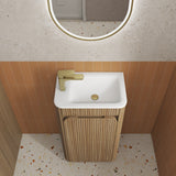 Mini Hartelle 470mm Harvest Oak Floor Standing Vanity - Fluted top view