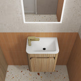 Mini Hartelle 470mm Harvest Oak Wall Hung Vanity - Fluted top view