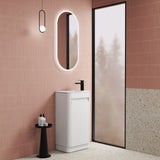 Mini Hartelle 470mm Matte White Floor Standing Vanity - Fluted side view