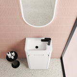 Mini Hartelle 470mm Matte White Floor Standing Vanity - Fluted top view