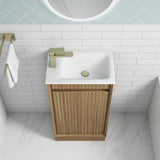 Mini Ravia 450mm Harvest Oak Floor Standing Vanity - Fluted top iew