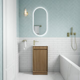 Mini Ravia 450mm Harvest Oak Floor Standing Vanity - Fluted front view