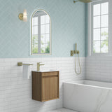 Mini Ravia 450mm Harvest Oak Wall Hung Vanity - Fluted side view