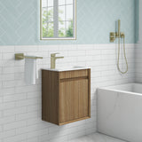closer side view Mini Ravia 450mm Harvest Oak Wall Hung Vanity - Fluted