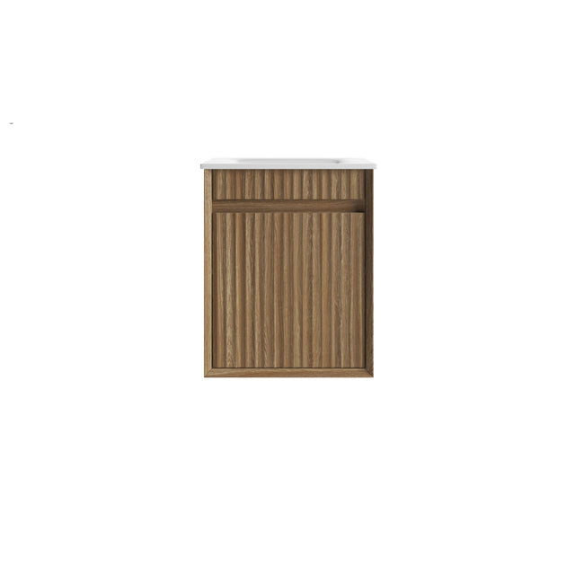 Mini Ravia 450mm Harvest Oak Wall Hung Vanity - Fluted