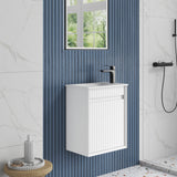 closer side view Mini Ravia 450mm Matte White Wall Hung Vanity - Fluted