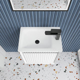 Mini Ravia 450mm Matte White Wall Hung Vanity - Fluted top view