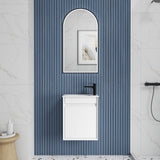 Mini Ravia 450mm Matte White Wall Hung Vanity - Fluted front view