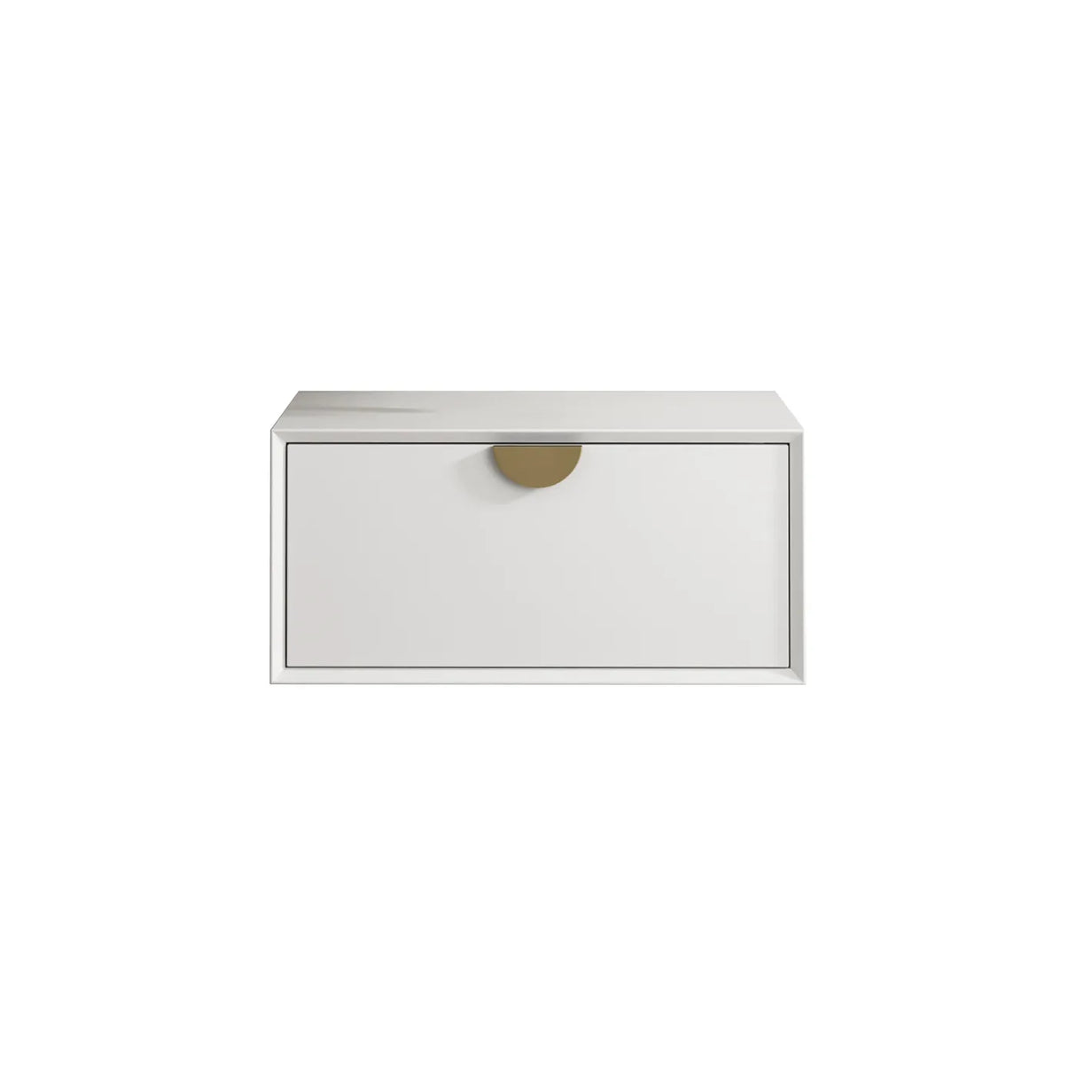 White drawer with a gold handle on a white background