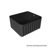 Black rectangular sink on a white background