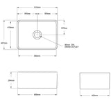 Novi 60x40 fine butler sink drawing