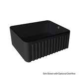 Black rectangular sink on a white background