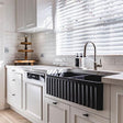 kitchen with matte black double butler sink