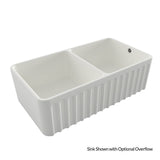 White double-basin kitchen sink on a white background