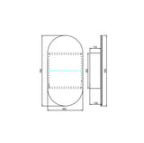 Technical drawing of a 450 shaving cabinet with dimensions on a white background