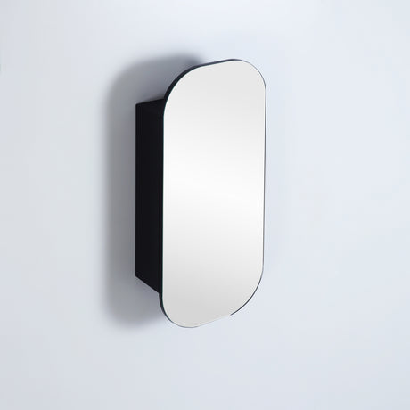 side view of olivia matte black shaving cabinet