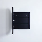 open  rectangular black shaving cabinet in grey wall