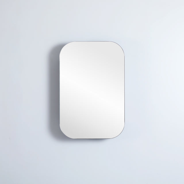 front view of olivia matte black 600mm shaving cabinet