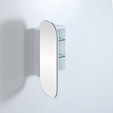 Wall-mounted mirror with a white frame on a light gray background