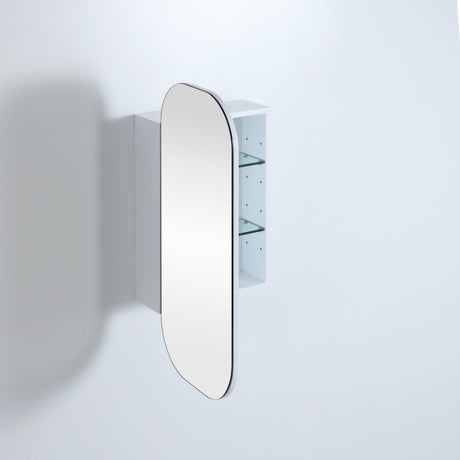 Wall-mounted mirror with a white frame on a light gray background