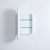 Round wall-mounted shelf with glass shelves on a white background