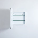 front view of open rectangular white shaving cabinet