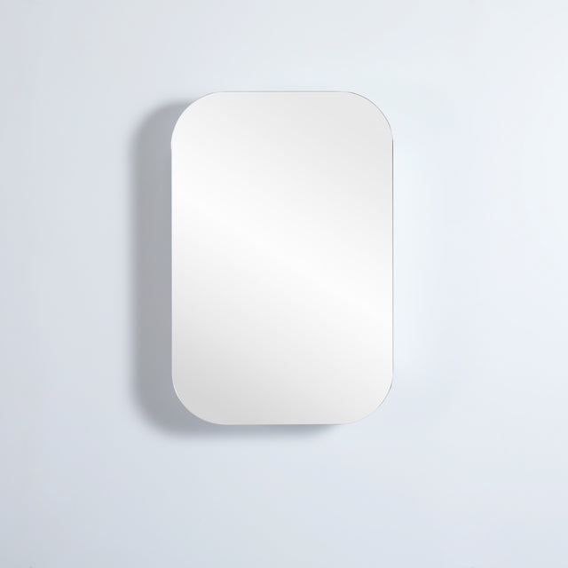 front view olivia matte white 600 shaving cabinet in grey background